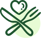 Icon of a fork and knife with a heart