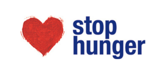 Stop Hunger stop hunger logo with heart on left side.